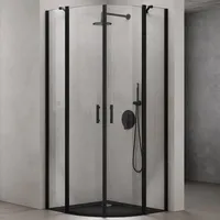 doporro Duschkabine 80x80 viertelkreis Dusche Duschabtrennung schwarz inkl. 4cm flacher Duschtasse und 6mm ESG-Sicherheitsglas Easy-Clean-Beschichtung Ravenna52k