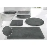 OTTO home Badematte Rabbit Badematten, Badvorleger, Badezimmer Teppich, Höhe 30 mm, rutschhemmend beschichtet, schnell trocknend, strapazierfähig, fußbodenheizungsgeeignet, Polyester, rechteckig, Kaninchenfell-Haptik, Badteppich, rechteckig, rund & als 3-tlg. Set grau rechteckig | 80 cm x 150 cm x 30 mm