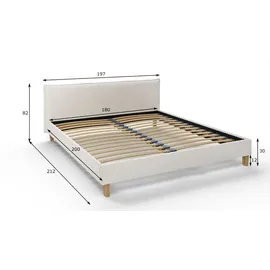 s-style möbel Polsterbett 180 x 200 cm Weiß