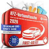 SANIWERK Verbandskasten Auto 2026 TÜV Geprüft (SVHC) | Lange Haltbarkeit & Robust | KFZ Erste Hilfe Set Auto Verbandstasche Sanikasten Car First Aid Kit Auto Zubehör für Innenraum DIN 13164:2022