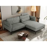 MKS MÖBEL Ecksofa SALENTO, Set, Komfortschaum, mobile Kopfstütze, Lose Kissen, Ecksofa L-Form, Puff, Taschenfedern, Metallstruktur, Schlafsofa grau