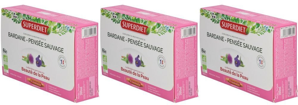 Super Diet Bardane Pensée Sauvage bio 3x20 pc(s) ampoule(s) buvable(s)