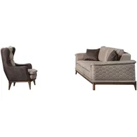JVmoebel Sofa Luxus Sofagarnitur Sofas Sessel 3+1 Sitzer Stoff Modern Design beige