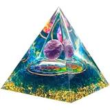 Orgonit Pyramide, Kristall Pyramide, Natur, Zerkleinerter Stein, Baum des Lebens Pyramide Pyramide Desktop Ornament Heimdekoration Geschenk für Freunde 6cm, 9