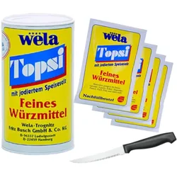 WELA Topsi 200g + 4x 100g Nachfüllbeutel mit jodiertem Speisesalz