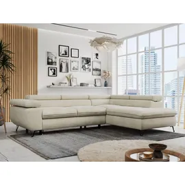 MKS Meble Ecksofa mit Schlaffunktion Peter - beige ¦ Maße (cm): B: 273 H: 76