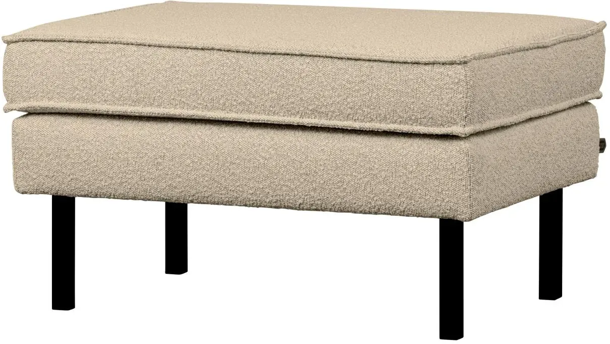 Hocker Rodeo aus Boucle-Stoff, modern gepolstert, Beige, elegantes Metallgestell