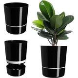 Kadax Blumentopf, aus Kunststoff, rund, 25 cm, Schwarz