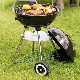 Tectake tectake® Kugelgrill, mit 2 Rädern, mit Ablage, Ø 41,5 cm