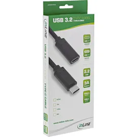 InLine InLine® USB 3.2 Kabel, USB-C Verlängerung ST/BU, schwarz, 2m