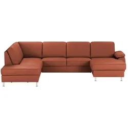 meinSofa Wohnlandschaft mit Sitz- und Rückenbezug aus Leder Kathi , rot , Maße (cm): B: 309 H: 86 T: 235