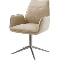 DeLife Drehstuhl Zoa-Flex Mikrofaser Beige Vintage Fußkreuz Graphit 360°