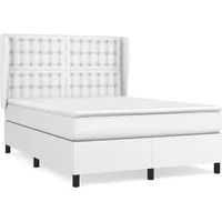 VidaXL Boxspringbett mit Matratze Weiß 140x200 cm Kunstleder