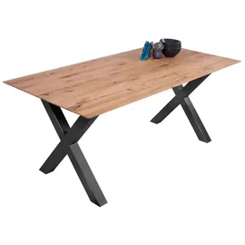 ab:stil.art.moebel Esszimmertisch 200 x 77 x 100 cm beige/schwarz