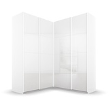 RAUCH Quadra Eckschrank inkl. Türendämpfer, mit Glastüren, weiß 4-trg., 2 Kleiderstangen, 12 Einlegeböden, BxHxT 181x229x187 cm