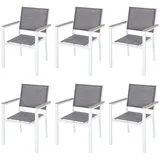 avestar Gartenstuhl 6er Set 6 x 59 x 59 x 108 cm grau/weiß