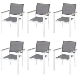 avestar Gartenstuhl 6er Set 6 x 59 x 59 x 108 cm grau/weiß