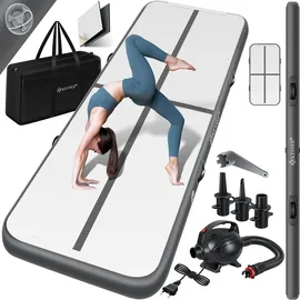 Kesser KESSER® Turnmatte Aufblasbar Airtrack Fitness-Matte Gymnastikmatte inkl. Tragetasche & elektr. Luftpumpe Yogamatte, Tumbling Matten, Trainingsmatte, Turn- Fitness