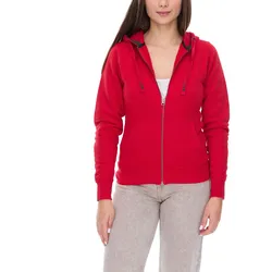 Elevate Arora Damen Sweat-Jacke mit Kapuze 300 g/m2 schlichte Baumwoll-Jacke Pullover 3821225 Rot - XS