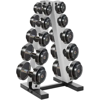 Hantelständer 5 Ebenen Kurzhantel Rack Kurzhantelständer Hantelregal Hantelablage 100kg Belastbarkeit (Weiß)