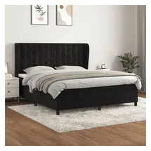 vidaXL Boxspringbett mit Matratze Schwarz 180x200 cm Samt