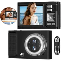 32GB Digitalkamera Kinder Fotokamera, 48MP – Anti-Shake Kinderkamera mit 2,4 Zoll 4K-Bildschirm, 16X Digital Zoom Kompaktkamera für Fotografie