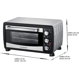 Steinborg Mini Backofen 20 Liter mit Umluft 1380W in schwarz