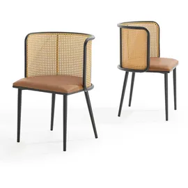 [en.casa] Esszimmerstuhl Flen Kunstleder Braun/Schwarz 2er Set