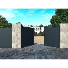 vente-unique Gartentor Doppeltor 305 x 180 cm Anthrazit/Aluminium