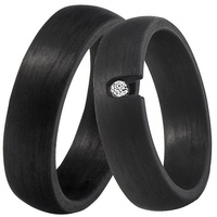 DOOSTI Trauring Schmuck Geschenk CARBON Trauring Ehering Partnerring LIEBE, wahlweise mit oder ohne Zirkonia schwarz 72