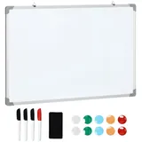 Homcom Whiteboard mit Trockenwischer, Magneten und Stiften weiß 90L x 1,8B x 60H cm