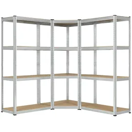 Juskys Eckregal Metall 155x160x155 cm Silber