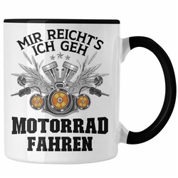 Trendation Tasse Trendation – Motorradfahrer Geschenk für Männer Motorrad Tasse mit Spruch Kaffeetasse für Biker Herren schwarz