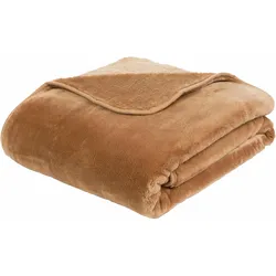 Wohndecke GÖZZE "Premium Cashmere Feeling", gelb (ocker), B:180cm L:220cm, Kunstfaser, Wohndecken, mit premium Cashmere Feeling, Kuscheldecke