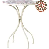 Beliani Gartentisch Ø 60 x 74 cm Weiß/Rot/Grau