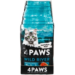 4 PAWS Katzennahrung Wildlachs Dill 85 g, 24er Pack