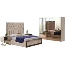 JV Möbel DesignerBett 4tlg 140 x 200 cm Beige