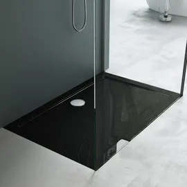 mai & mai Rav66 Duschkabine mit Drehtür 100 x 195 cm Schwarz Sicherheitsglas inkl. Duschtasse