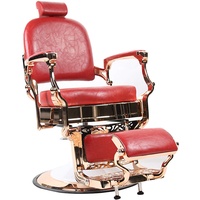 Barber Chair - OVALO - Herrenstuhl - Red/Gold - Friseursessel Friseurstuhl Friseureinrichtung - Barber Shop - Novon Professional