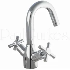 PaulGurkes Design Wasserhahn Zweigriffmischer Kreuzgriff Badarmatur Hahn