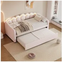 HAUSS SPOLE Schlafsofa mit ausziehbarem Bett, Umgebungslicht, Samt, Rosa Ohne Matratze, Samt, farbwechselndes Umgebungslicht, Fernbedienung,minimalistisches Styling, ohne Matratze rosa