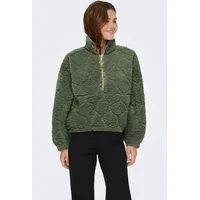 Only Sweatjacke "ONLXENA L/S TEDDY BOX SWT", Damen, Gr. XS, grün (rifle grün), Plüsch, Obermaterial: 100% Polyester, unifarben, weit, Sweatjacken Sweatjacke
