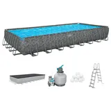 BESTWAY APX365TM Winterfestes Frame Pool Komplett Set 956 x 488 x 132 cm inkl. Sandfilteranlage und Poolleiter
