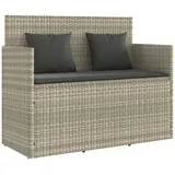 vidaXL Gartenbank mit Kissen Hellgrau Poly Rattan