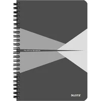 Leitz 44580085 Office A5 kariert, spiralgebunden mit Karton Einband Grau