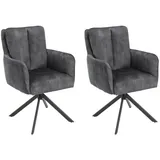 ronald verdult Polsterstühle 2er Set ALEX, Anthrazit - Schwarz - Stoffbezug - Metallgestell - 180 Grad drehbar - 2er Set