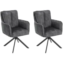ronald verdult Polsterstühle 2er Set ALEX, Anthrazit - Schwarz - Stoffbezug - Metallgestell - 180 Grad drehbar - 2er Set