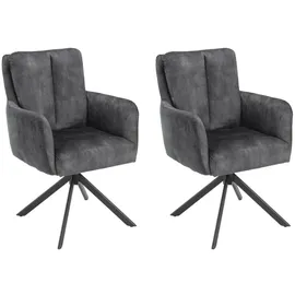 ronald verdult Polsterstühle 2er Set ALEX, Anthrazit - Schwarz - Stoffbezug - Metallgestell - 180 Grad drehbar - 2er Set
