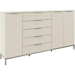 Kombikommode RAUCH "Kommode Türkommode Sideboard Kombikommode FLIPP", beige (champagner), B:200cm H:111cm T:42cm, Holzwerkstoff, Sideboards, 3-türig mit 5 Schubladen und Soft-Close-Funktion