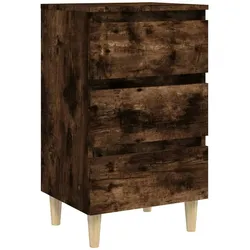 vidaXL Nachttisch mit Massivholz-Beinen Räuchereiche 40x35x69 cm